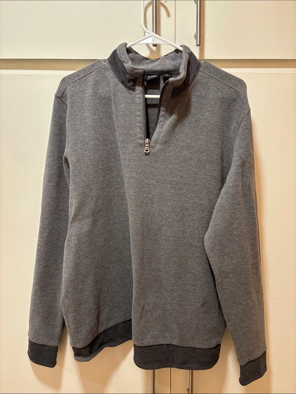 Hugo Boss Men's Gray Half-Zip Sweater